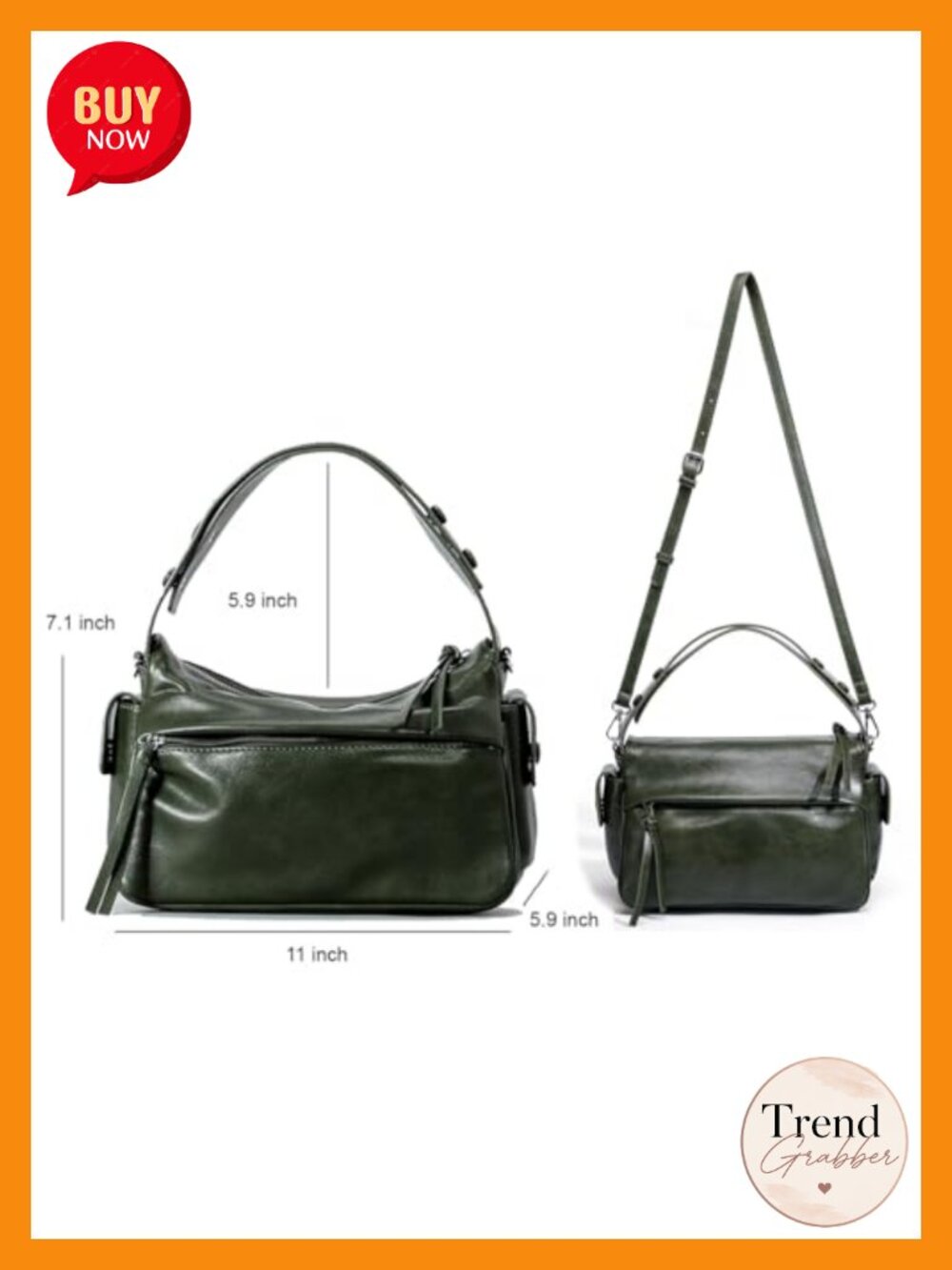 Faux Leather Satchel Crossbody Handbag with Adjustable Strap Multiple Pockets - Picture 3 of 6